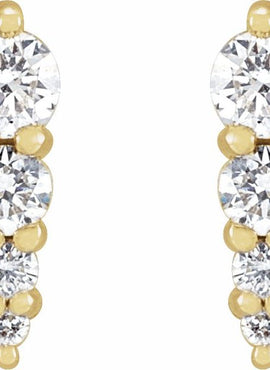 14K White Gold 1/5 CTW Natural Diamond Graduated Bar Earrings