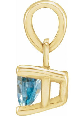 Sterling Silver 5x5x5 mm Trillion Natural Aquamarine Pendant