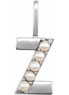 14K Yellow Gold Cultured White Freshwater Pearl Initial B Charm/Pendant