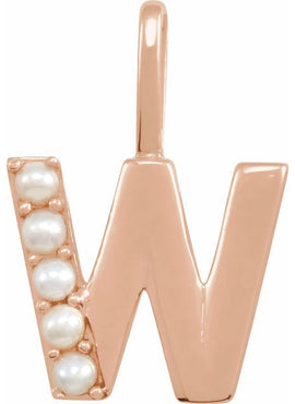 14K Yellow Gold Cultured White Freshwater Pearl Initial B Charm/Pendant