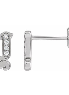 14K Yellow Gold .03 CTW Natural Diamond Gothic Initial A Earring