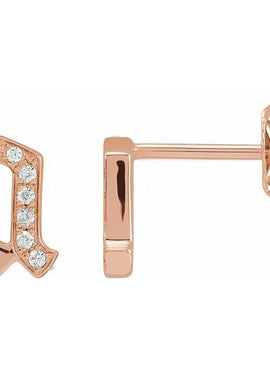 14K Yellow Gold .03 CTW Natural Diamond Gothic Initial A Earring