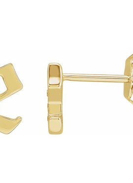 14K Yellow Gold .03 CTW Natural Diamond Gothic Initial A Earring