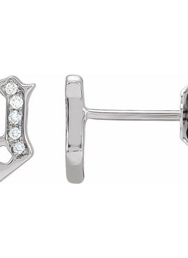 14K Yellow Gold .03 CTW Natural Diamond Gothic Initial A Earring