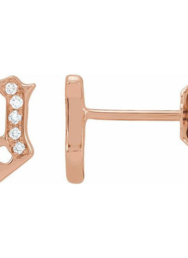 14K Yellow Gold .03 CTW Natural Diamond Gothic Initial A Earring