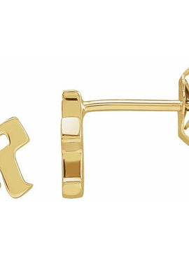 14K Yellow Gold .03 CTW Natural Diamond Gothic Initial A Earring