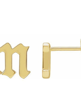 14K Yellow Gold .03 CTW Natural Diamond Gothic Initial A Earring