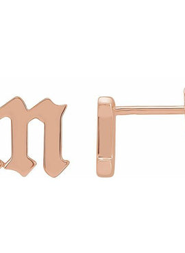 14K Yellow Gold .03 CTW Natural Diamond Gothic Initial A Earring
