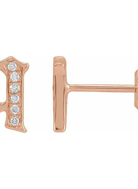 14K Yellow Gold .03 CTW Natural Diamond Gothic Initial A Earring