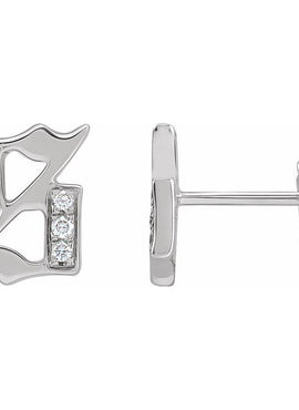 14K Yellow Gold .03 CTW Natural Diamond Gothic Initial A Earring