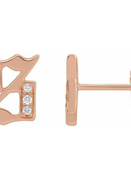 14K Yellow Gold .03 CTW Natural Diamond Gothic Initial A Earring
