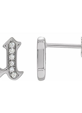 14K Yellow Gold .03 CTW Natural Diamond Gothic Initial A Earring