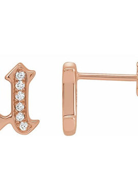 14K Yellow Gold .03 CTW Natural Diamond Gothic Initial A Earring