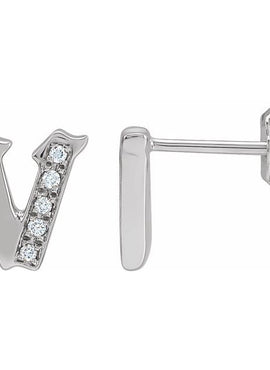 14K Yellow Gold .03 CTW Natural Diamond Gothic Initial A Earring