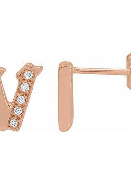 14K Yellow Gold .03 CTW Natural Diamond Gothic Initial A Earring