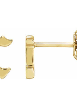 14K Yellow Gold Gothic Initial A Earring