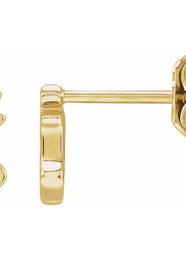 14K Yellow Gold Gothic Initial A Earring