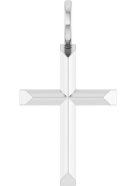 14K White Gold Knife-Edge Cross Charm/Pendant