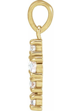 14K White Gold 1/8 CTW Rose-Cut Natural Diamond Cross Pendant