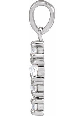 14K White Gold 1/8 CTW Rose-Cut Natural Diamond Cross Pendant