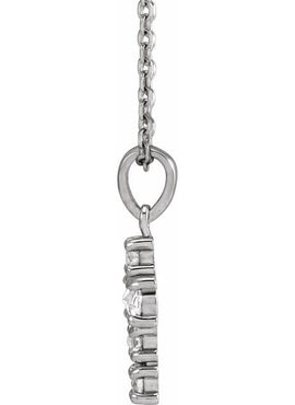 14K White Gold 1/8 CTW Rose-Cut Natural Diamond Cross Pendant