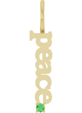 14K Yellow Gold Natural Aquamarine Peace Charm/Pendant