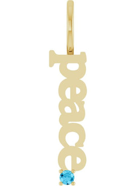 14K Yellow Gold Natural Aquamarine Peace Charm/Pendant