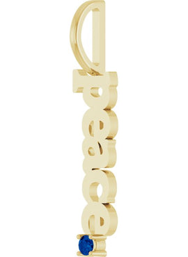 14K Yellow Gold Natural Aquamarine Peace Charm/Pendant