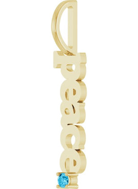 14K Yellow Gold Natural Aquamarine Peace Charm/Pendant