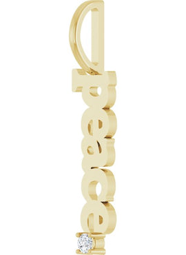 14K Yellow Gold Natural Aquamarine Peace Charm/Pendant