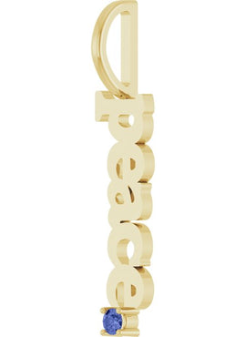 14K Yellow Gold Natural Aquamarine Peace Charm/Pendant