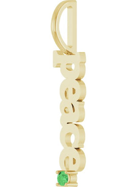 14K Yellow Gold Natural Aquamarine Peace Charm/Pendant