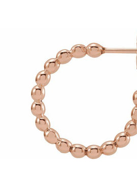 14K White Gold Beaded 21 mm Hoop Earrings