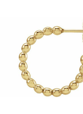 14K White Gold Beaded 21 mm Hoop Earrings