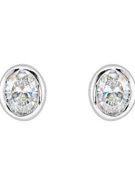 14K White Gold 1/10 CTW Natural Diamond Bezel-Set Earrings