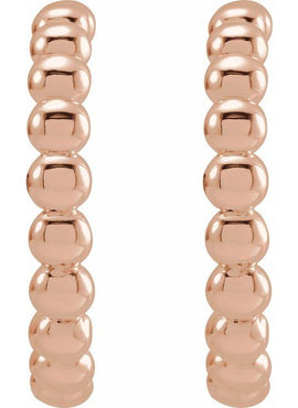 14K White Gold Beaded 21 mm Hoop Earrings