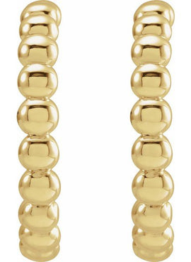 14K White Gold Beaded 21 mm Hoop Earrings