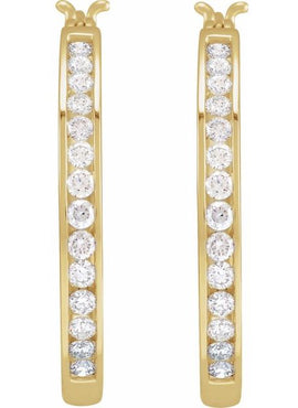 14K Yellow Gold 1/2 CTW Natural Diamond Hoop Earrings