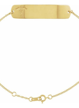 14K Yellow Gold Engravable Medical Identification 6 1/2-7 1/2