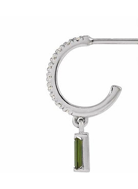 14K White Gold Natural London Blue Topaz & .08 CTW Natural Diamond French-Set Hoop Earrings