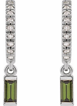 14K White Gold Natural London Blue Topaz & .08 CTW Natural Diamond French-Set Hoop Earrings