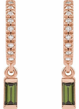 14K White Gold Natural London Blue Topaz & .08 CTW Natural Diamond French-Set Hoop Earrings