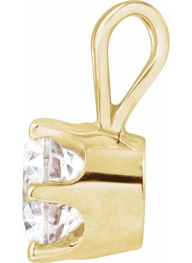14K Yellow Gold Imitation White Cubic Zirconia Solitaire Pendant