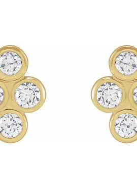14K Rose Gold 3/4 CTW Natural Diamond Bezel-Set Cluster Earrings