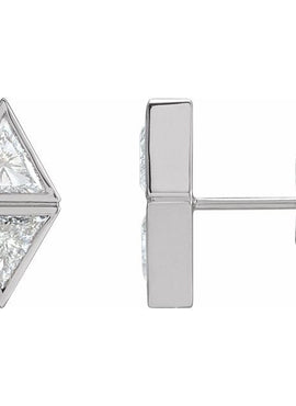 14K White Gold 1/4 CTW Natural Diamond Two-Stone Bezel-Set Earrings