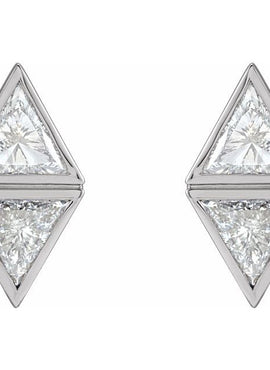 14K White Gold 1/4 CTW Natural Diamond Two-Stone Bezel-Set Earrings
