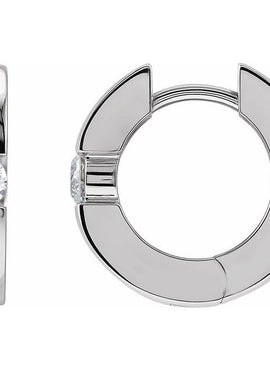 14K White Gold 1/4 CTW Natural Diamond 12 mm Hinged Huggie Hoop Earrings