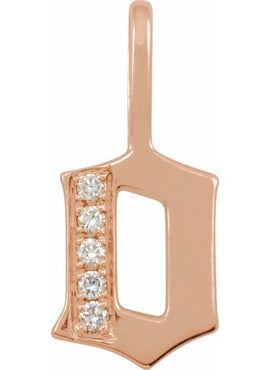 14K Yellow Gold .05 CTW Natural Diamond Gothic Initial A Charm/Pendant