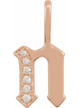 14K Yellow Gold .05 CTW Natural Diamond Gothic Initial A Charm/Pendant