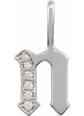 14K Yellow Gold .05 CTW Natural Diamond Gothic Initial A Charm/Pendant